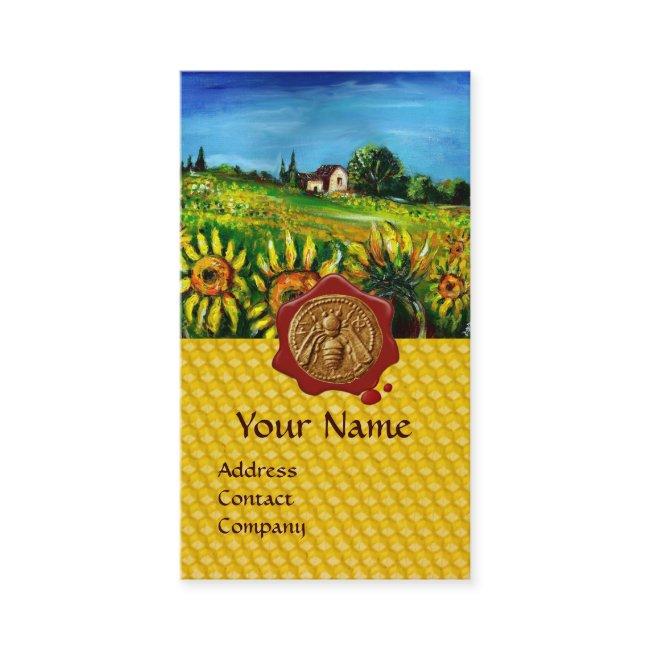 SUNFLOWER FIELDS ,HONEY BEE,RED WAX SEAL,BEEKEEPER