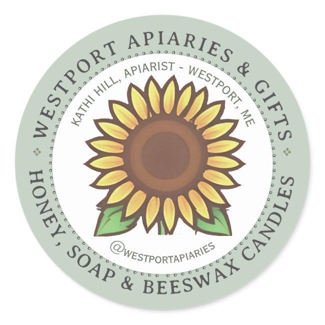 Sunflower Honey & HIve Products Classic Round Sticker