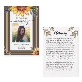 Sunflower Simple Photo Funeral Keepsake
