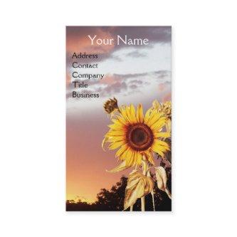 SUNFLOWERS AND PINK SUMMER SUNSET