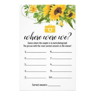 Sunflowers Bridal Shower Game Where Were We Card Flyer