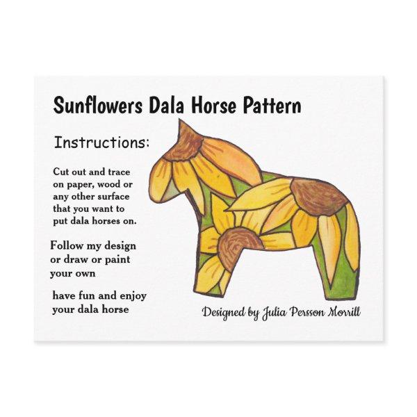 Sunflowers Dala Horse Pattern to Share Holiday Postcard