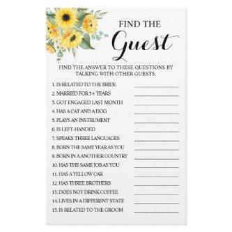 Sunflowers Find the Guest Bridal Shower Game Card Flyer