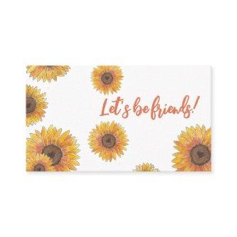 Sunflowers Kids Contact Calling Card