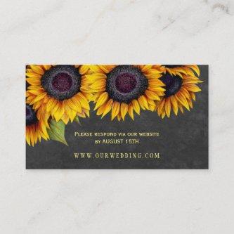 Sunflowers rustic chalkboard wedding website RSVP