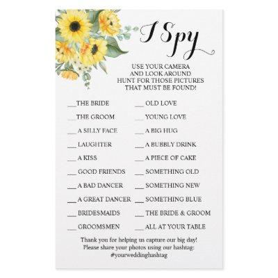 Sunflowers Wedding Reception I Spy Game Card Flyer