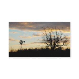 Sunrise Windmill Tree-lined Farm Silhouette