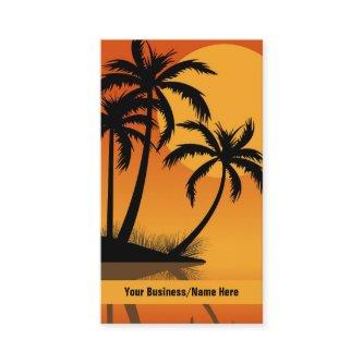 Sunset Silhouette Palm Trees Tropical Beach
