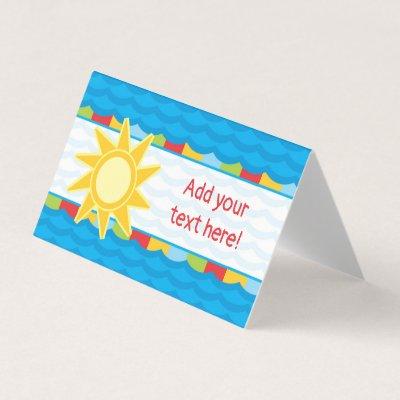 Sunshine Pool Party Food Table Tent Card