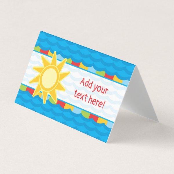 Sunshine Pool Party Food Table Tent Card