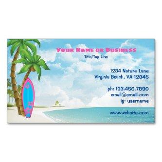 Surfboard and Palm Trees Tropical Beach  Magnet