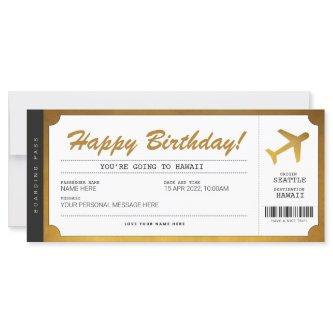 Surprise Birthday Boarding Pass Plane Gold Ticket