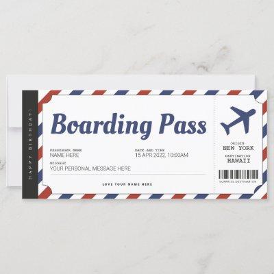 Surprise Boarding Pass Airplane Gift Ticket
