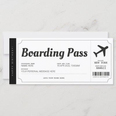 Surprise Boarding Pass Airplane Travel Ticket