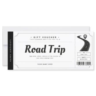Surprise Road Trip Ticket Gift Voucher Certificate