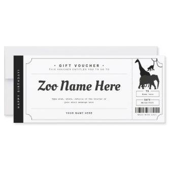Surprise Zoo Gift Ticket Voucher Certificate