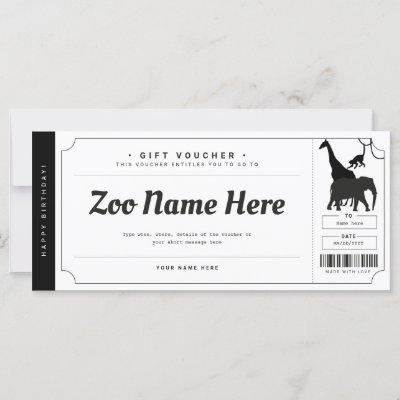 Surprise Zoo Gift Ticket Voucher Certificate