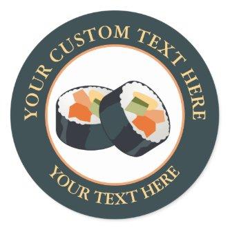 Sushi Custom Text Logo Icon 1 1/2" Classic Round Sticker