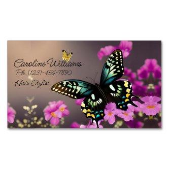 Swallowtail Butterfly and Pink Flowers  Magnet