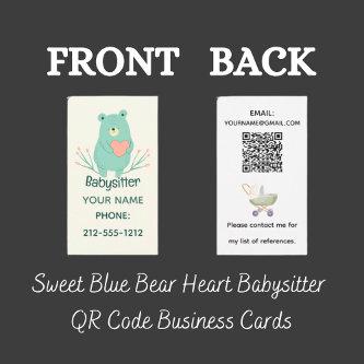 Sweet Blue Bear Heart Babysitter QR Code