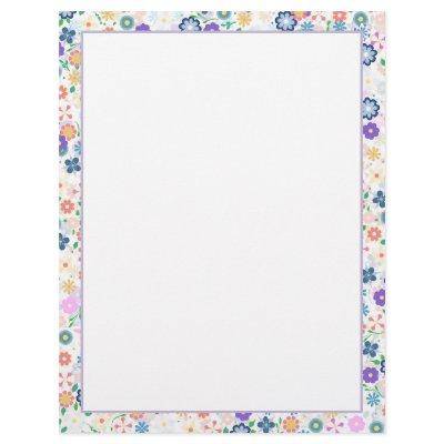 Sweet Colorful Ditsy Floral Pattern Letterhead