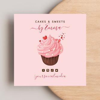 Sweet Pink Cupcake Modern Baker Social Media Treat Square