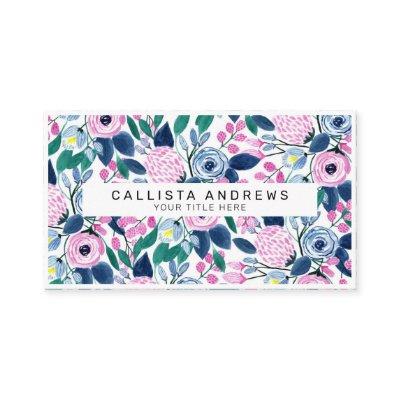 Sweet Pink Navy Flowers Watercolor Pattern