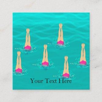Swimmers Synchro Swimming Under Water Personalized Square