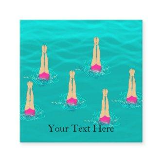 Swimmers Synchro Swimming Under Water Personalized Square