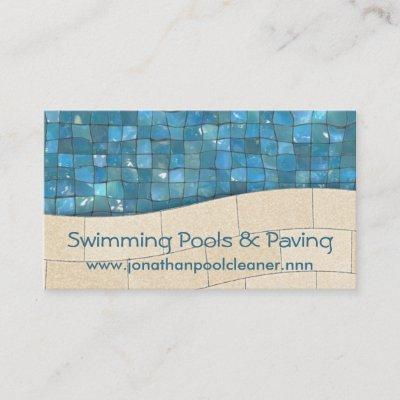Swimming pool tiles with paving
