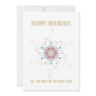 Swirly Snowflake Happy Holidays Custom Business Holiday Card