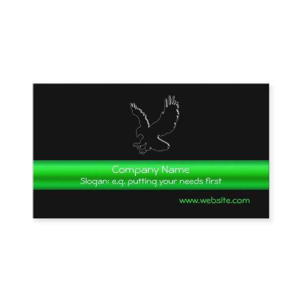 Swooping Black Eagle on black, green chrome-look