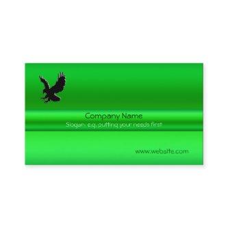 Swooping Black Eagle on green metallic-look effect