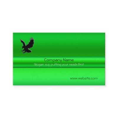 Swooping Black Eagle on green metallic-look effect
