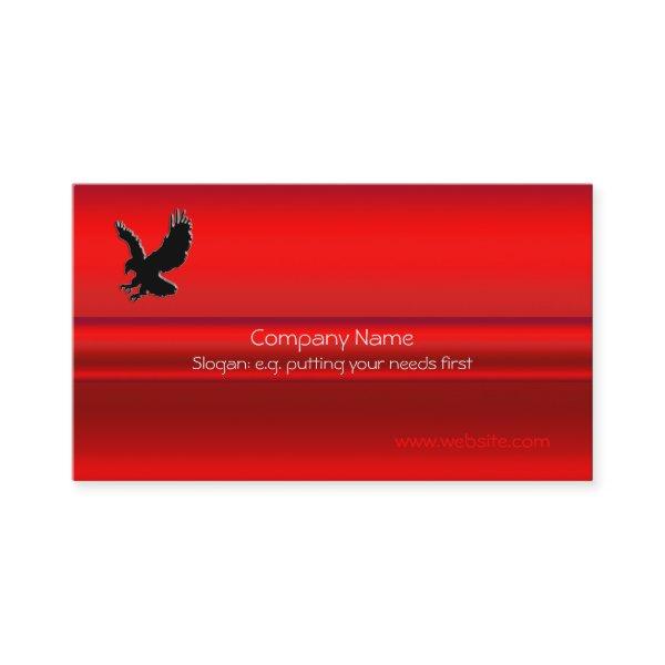 Swooping Black Eagle on red metallic-look effect