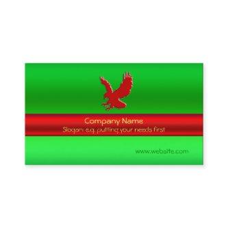 Swooping Red Eagle on green metallic-look effect