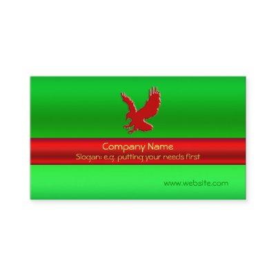 Swooping Red Eagle on green metallic-look effect