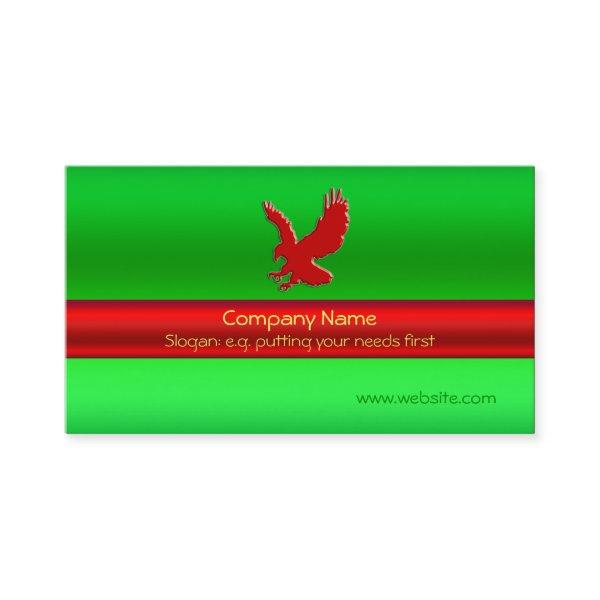 Swooping Red Eagle on green metallic-look effect
