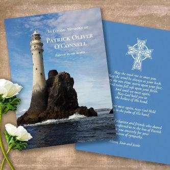 Sympathy Irish Lighthouse Funeral Prayer Card