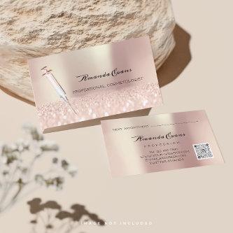 Syringe Rose Glitter Botox Injections Cosmetology Appointment Card
