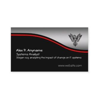 Systems Analyst - Phoenix, red swoosh, chrome-look