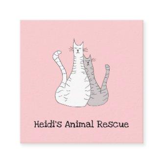 Tabby Cats Pet Animal Rescue Pink Square