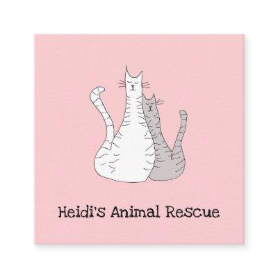 Tabby Cats Pet Animal Rescue Pink Square