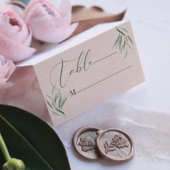 Table Number Green Foliage Beige Paper Business Ca