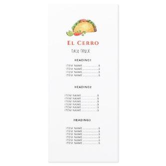 Taco Mexican Food Menu Card