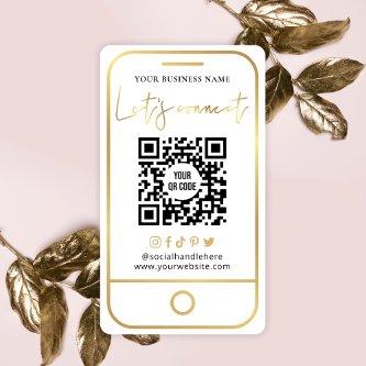 Tag Us on Social Media White & Gold Scan QR Code