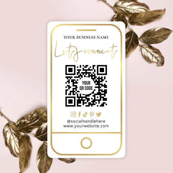 Tag Us on Social Media White & Gold Scan QR Code