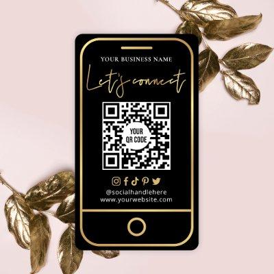 Tag Us Social Media Black & Gold QR