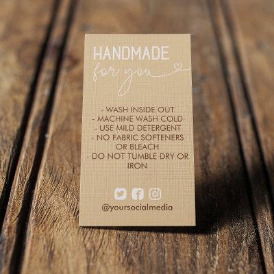 Tan Handmade Wash Instructions Social Media
