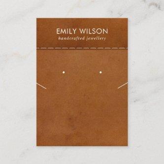 TAN LEATHER TEXTURE NECKLACE EARRING DISPLAY CARD